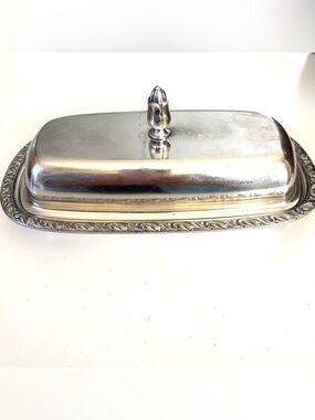 Oneida silversmiths butter dish with glass insert vintage